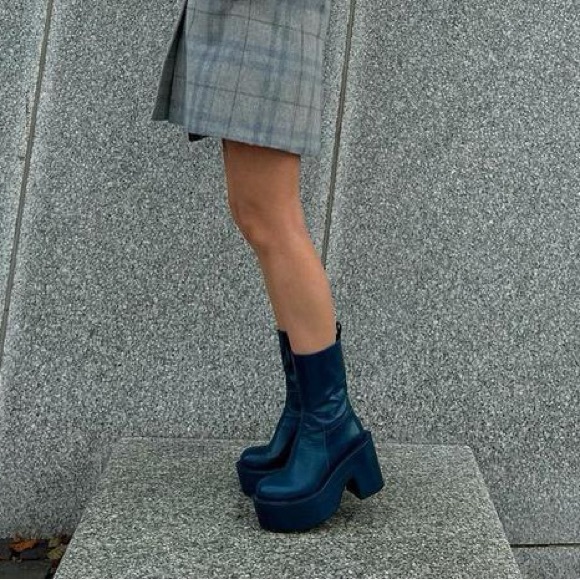 Paloma Barcelo Brad Malory Side Zip High Block Heel Ankle Boots in Black 38 New - Picture 1 of 8